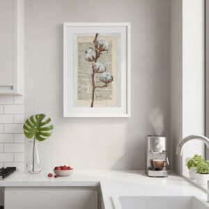 moderne wandbilder blumen, blumen poster vintage, vintage blumen, kunst auf buchseiten, kunstdruck buchseiten, handgezeichnete blumen, botanik wandbild, minimalistische naturposter, geschenk für buchliebhaber