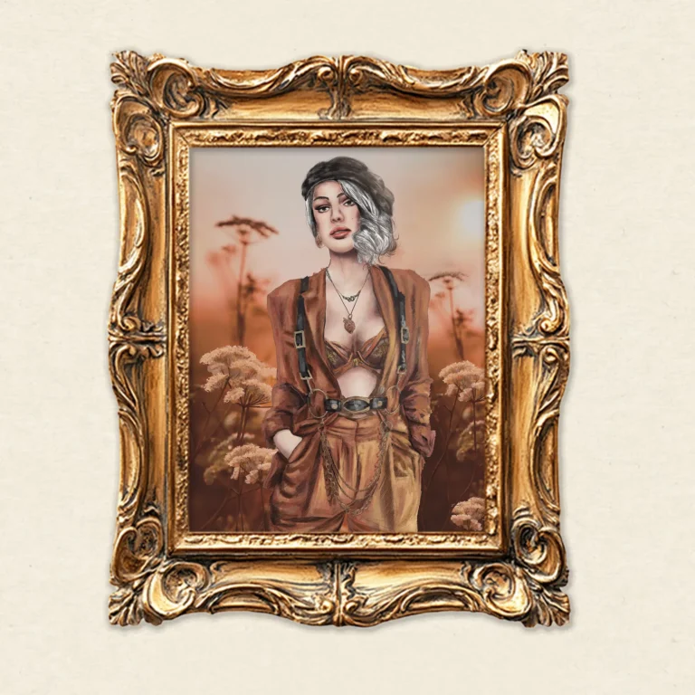 Porträt Frau modern, Feminine Wandkunst, Kreative Feminismus Poster, Eklektische Kunst, Moderne Wandkunst, Surreale Botanik, Magischer Realismus, Maximalist Decor, Aesthetic Wall Art, Moody Portrait, Hahnemühle Kunstdruck, Statement Piece Wandbild, Fine Art Illustration