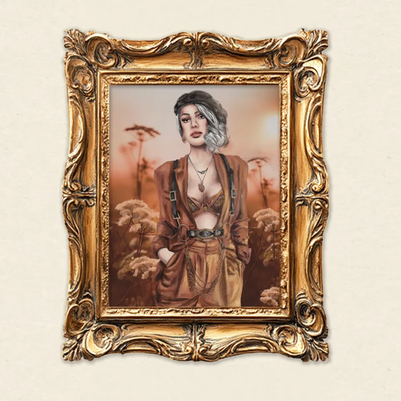 Porträt Frau modern, Feminine Wandkunst, Kreative Feminismus Poster, Eklektische Kunst, Moderne Wandkunst, Surreale Botanik, Magischer Realismus, Maximalist Decor, Aesthetic Wall Art, Moody Portrait, Hahnemühle Kunstdruck, Statement Piece Wandbild, Fine Art Illustration