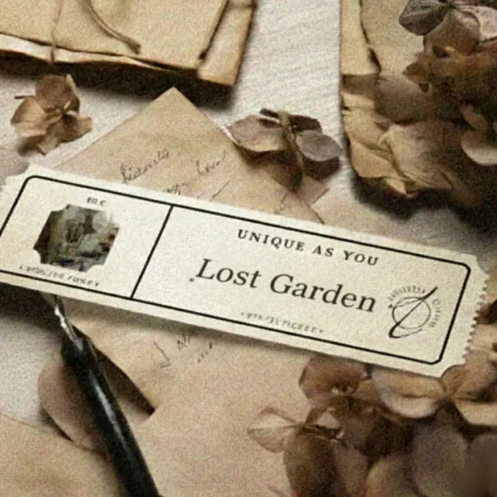 Lost Garden Auftragskunst: Botanik auf handgeschöpftem Papier mit Blattgold im antiken Shabby Chic Rahmen.