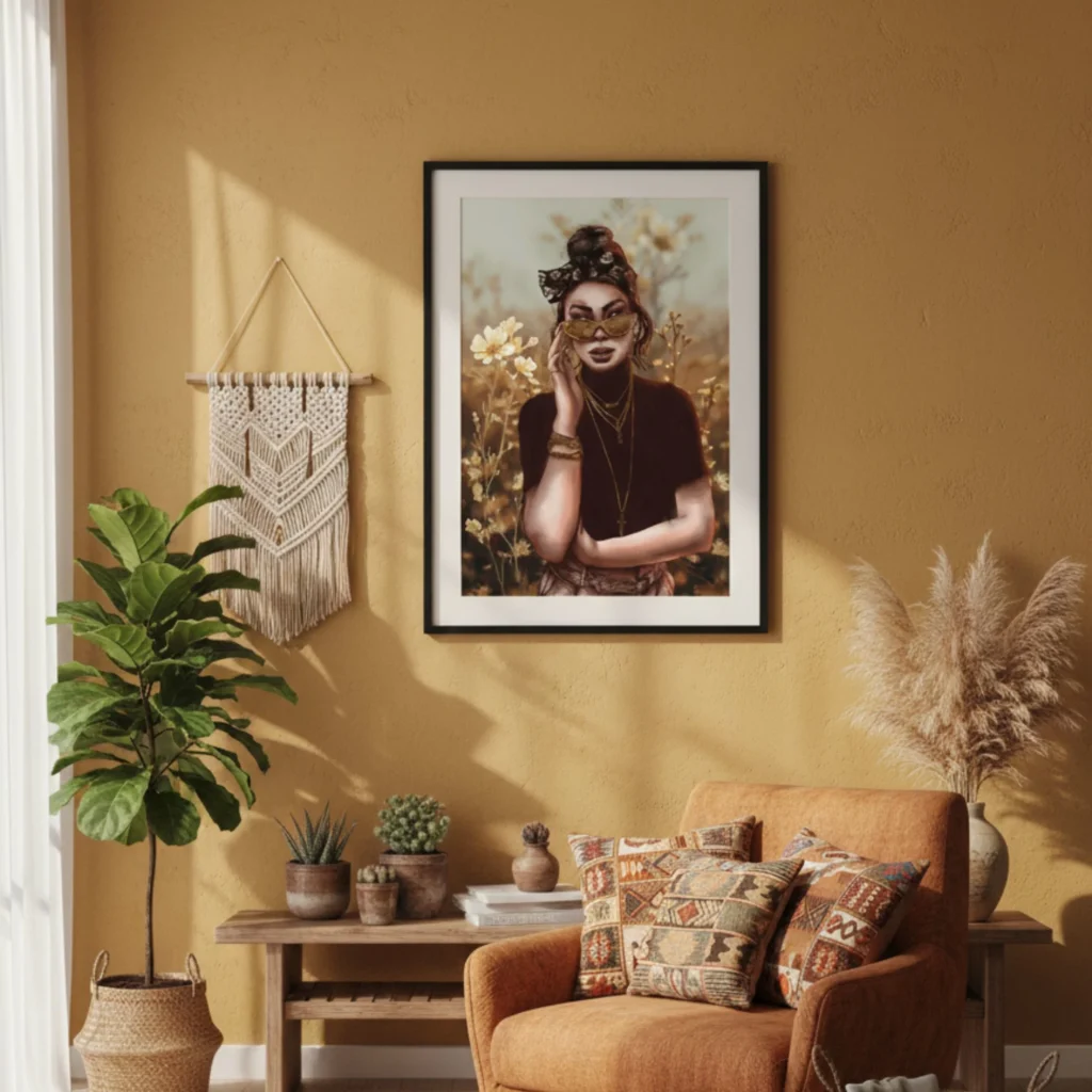 Porträt Frau modern, Feminine Wandkunst, Kreative Feminismus Poster, Eklektische Kunst, Moderne Wandkunst, Surreale Botanik, Magischer Realismus, Maximalist Decor, Aesthetic Wall Art, Moody Portrait, Hahnemühle Kunstdruck, Statement Piece Wandbild, Fine Art Illustration