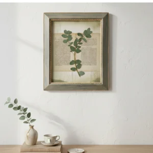 Lost Garden Auftragskunst: Botanik auf handgeschöpftem Papier mit Blattgold im antiken Shabby Chic Rahmen.