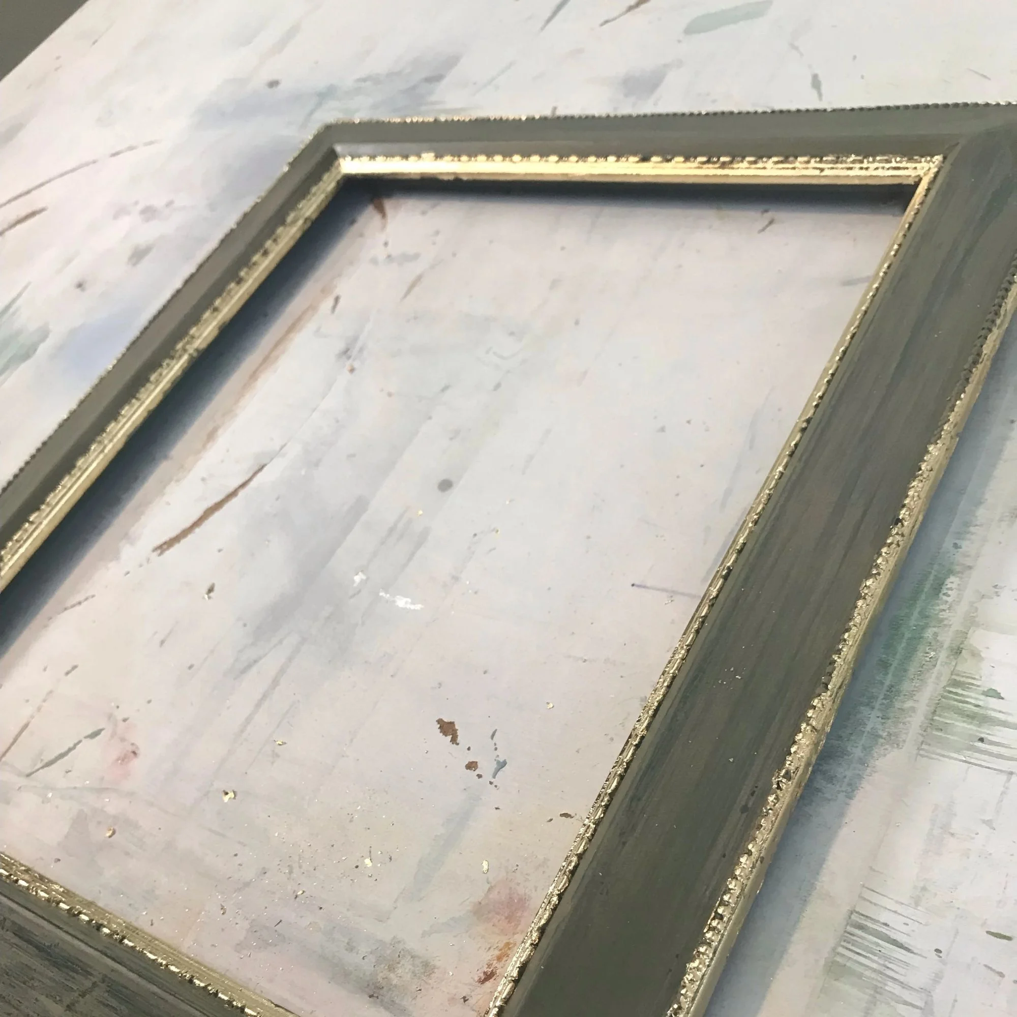 Lost Garden Auftragskunst Botanik auf handgeschöpftem Papier mit Blattgold im antiken Shabby Chic Rahmen. (2)