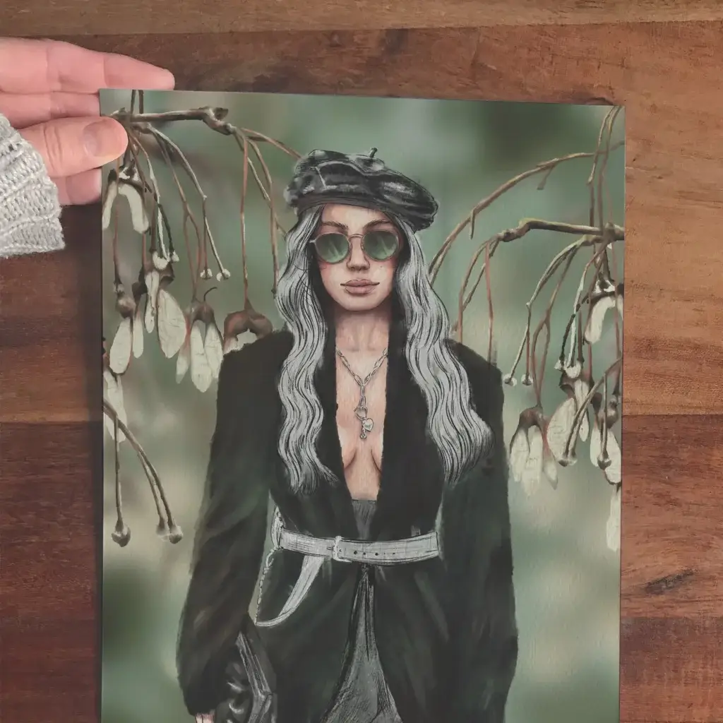orträt Frau modern, Feminine Wandkunst, Kreative Feminismus Poster, Eklektische Kunst, Moderne Wandkunst, Surreale Botanik, Magischer Realismus, Maximalist Decor, Aesthetic Wall Art, Moody Portrait, Hahnemühle Kunstdruck, Statement Piece Wandbild, Fine Art Illustration