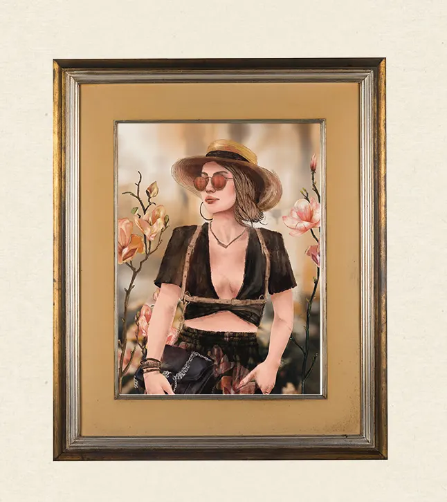 Porträt Frau modern, Feminine Wandkunst, Kreative Feminismus Poster, Eklektische Kunst, Moderne Wandkunst, Surreale Botanik, Magischer Realismus, Maximalist Decor, Aesthetic Wall Art, Moody Portrait, Hahnemühle Kunstdruck, Statement Piece Wandbild, Fine Art Illustration