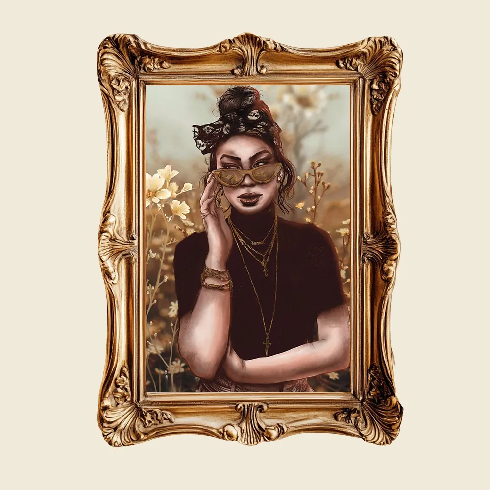 Porträt Frau modern, Feminine Wandkunst, Kreative Feminismus Poster, Eklektische Kunst, Moderne Wandkunst, Surreale Botanik, Magischer Realismus, Maximalist Decor, Aesthetic Wall Art, Moody Portrait, Hahnemühle Kunstdruck, Statement Piece Wandbild, Fine Art Illustration