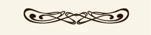 Ein filigranes, symmetrisches Jugendstil-Ornament in Schwarz auf beigem Hintergrund, genutzt als Trennelement unter einem Informationstext.